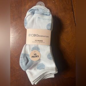 NWT BCBGeneration White and Blue Polka Dot Socks - 10 Pairs